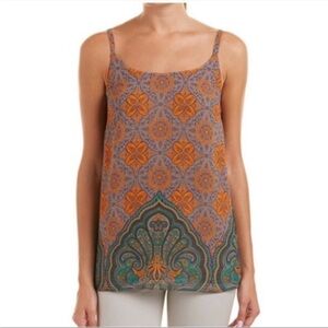 CAbi Sleeveless shirt with Orange and Teal Accents